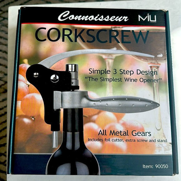 Corkscrew Wine Opener With Stand and Cutter- Never Used - Picture 1 of 1